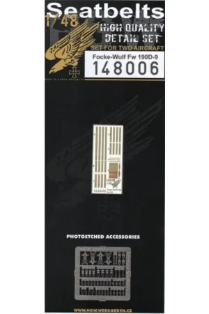 Focke-Wulf Fw 190D-9 seat belts. 2 sets of fabric belts with etched buckles (for Eduard and Tamiya kits) Hete Deal