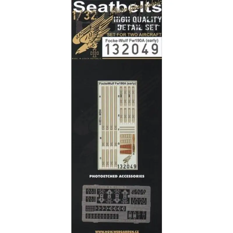 Meest Verkocht Focke-Wulf Fw 190A (early) seat belts. 2 sets of fabric belts with etched buckles (for Hasegawa kits)