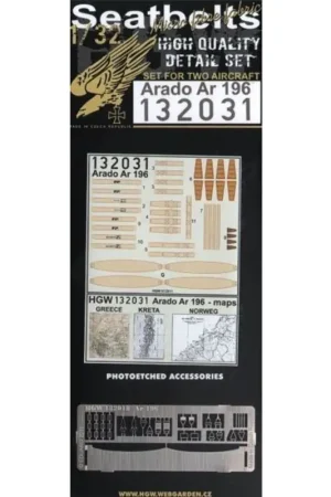 Arado Ar 196A seat belts. 2 sets of fabric belts with etched buckles (for Revell kits) Laatste Versie