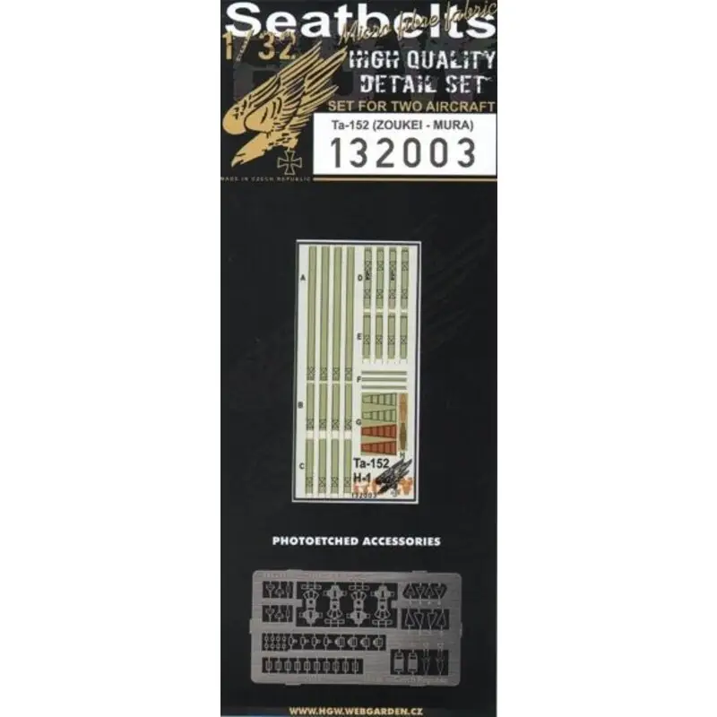 Op = Op Focke-Wulf Ta 152H-1 seat belts. 2 sets of fabric belts with etched buckles (for Zoukei-Mura kits)