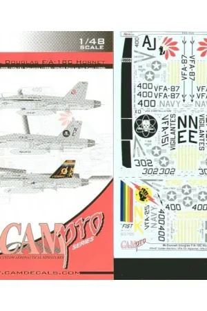 Premium Sticker McDonnell-Douglas F/A-18C Hornet (3) 164632 AJ/100 VFA-87 Golden Wariors USS Theodore Roosevelt 1999; 164897 NE/302 VFA-