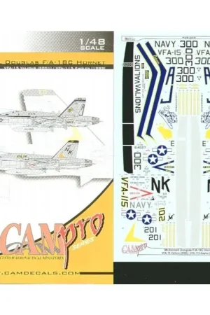 Sticker McDonnell-Douglas F/A-18C Hornet (2) 164627 AJ/300 VFA-15 Valions CAG USS Enterprise 2001; 163440 NK/201 VFA-115 Eagles Finale Uitverkoop