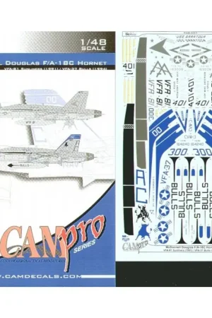 Sticker McDonnell-Douglas F/A-18C Hornet (2) 163508 AA/401 VFA-81 Sunliners USS Saratoga 1991; 164240 AC/300 VFA-37 Bulls CAG US Flitsaanbieding