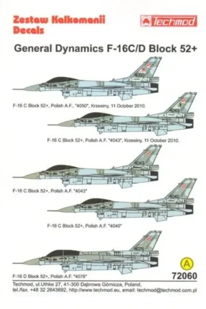 Koop Online Sticker Lockheed-Martin F-16C/D Block 52+ Polish AF (5) 4050 or 4043 70th Anniversary Battle of Britain 2010; 4043; 4040; F-16D