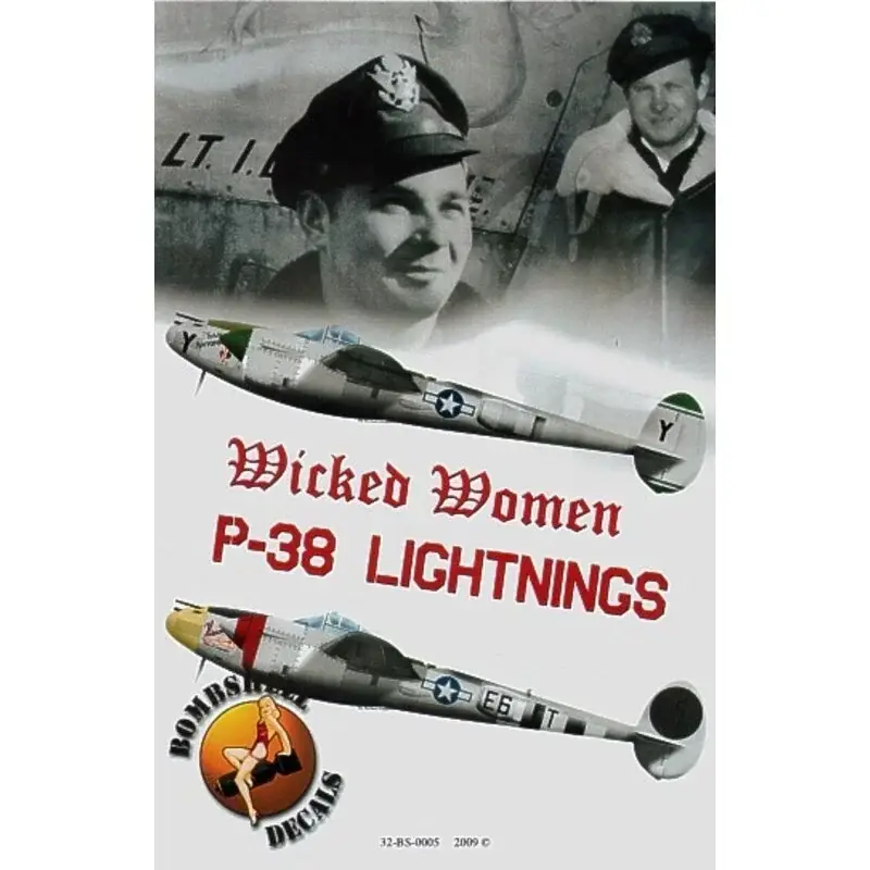 Sticker Lockheed P-38 Lightning Wicked Women Pt 1 (2) E6-T 402nd FS, 370th FG Lt Ian B.Mackenzie `Vivacious Virgin II′ with D-Da Nu Kopen