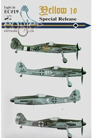 Finale Uitverkoop Sticker Focke-Wulf Fw 190D (4) D-13/R11 Yellow 10 Stab JG26; D-11 White 81 Verbandsfuhrerschule GdJ; x 2; Black CS+IA V63 1945
