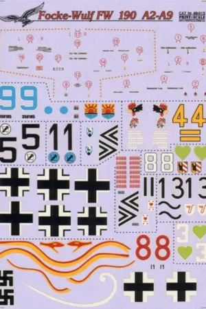 Sticker Focke-Wulf Fw 190-9 (10) Blue 8; Black ; Black 13; Black 1; White 8; Yellow 4+1; White 3 Green Hearts; Black 5, Red 8 Gratis Retour
