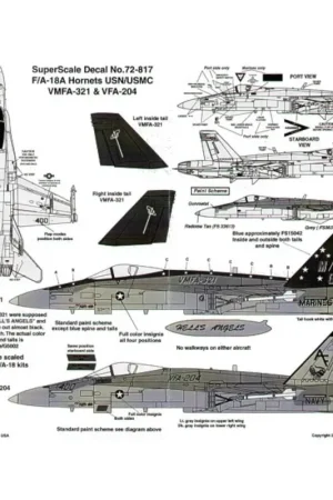 Shop Nu Sticker F/A/-18A (2) 161970 MG/01 VMFA-321 Hells Angels, dark blue fins and spine with full colour markings; 162677 AF/400 VFA-2