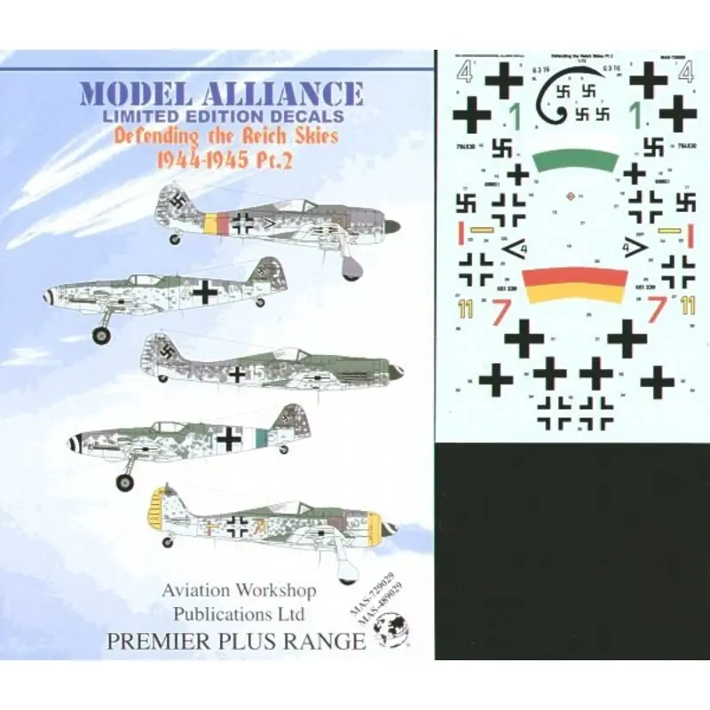 Veilige Betaling Sticker Defending the Reich Part 2. (5) Messerschmitt Bf 109G White 4 Unknown unit; Green 1 1/JG77 White/green tail bands; Focke
