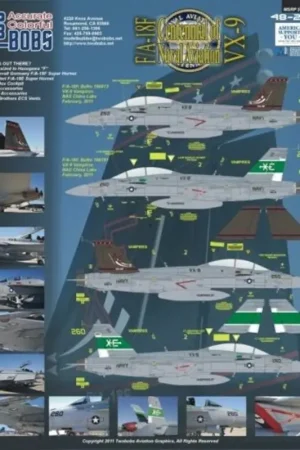 Sticker Boeing F/A-18F Super Hornet VX-9 Vampires CoNA (2) 166673 XE/250; 166791 XE/260. Both NAS China Lake 2011. 3ins CoNA Pre Superprijs
