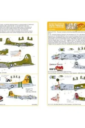 Seizoensaanbieding Sticker Boeing B-17F/G Flying Fortress (4) B-17F 230857 TU-J 510th BS/351st BG ′My Devotion′ OD/Grey; B-17G 297976/D 709yh BS/44