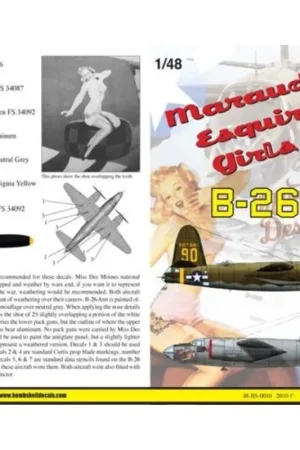 Sticker B-26C Marauder (2) 42-107541/90 444th BS/320th BG 2nd Lt Leland Sherman ′Ann′ with shark mouth OD/grey; 42-107854/30 442 Populair