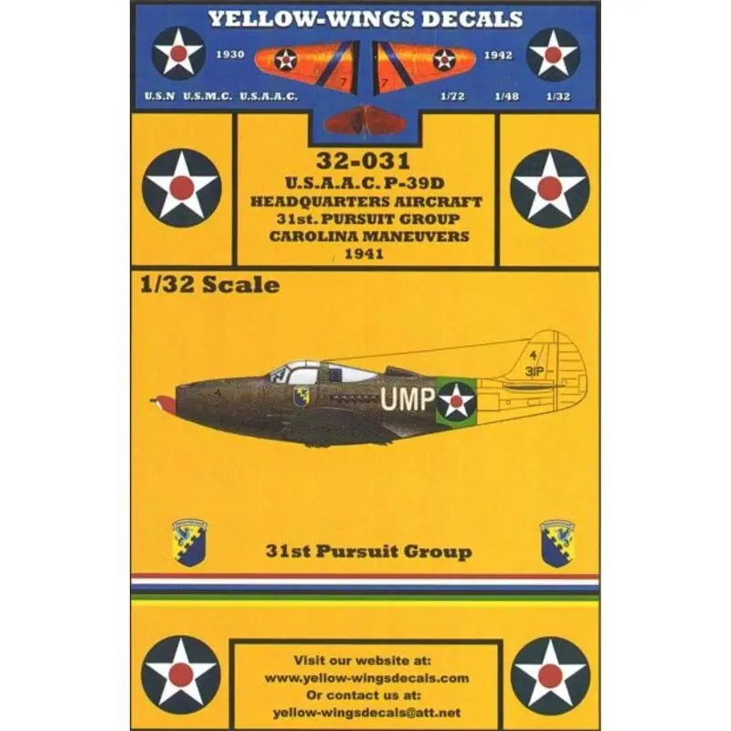 Flitsaanbieding Sticker USAAC P-39D (toebehoren voor modelbouwsets van Special Hobby) Decal