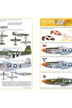 Weekendaanbieding Sticker North-American P-51D Mustang Captain Charles Weaver′s ′Passion Wagon′ 3 aircraft, 5 versions. 44-13691 G4-A OD/Grey with