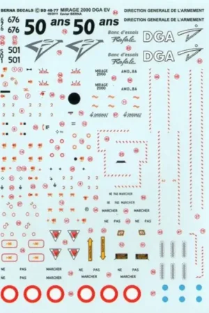 Sticker Dassault Mirage 2000 DGA EV (flight trials) : Mirage 2000B N 501 & Mirage 2000D N 676 réf Favoriet