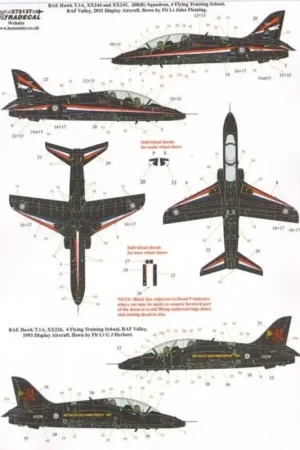 Snelle Levering Sticker RAF Display Aircraft 1993 and 2011 (3) BAe Hawk T.1A XX244 and XX245 208(R) Squadron 4FTS 2011 display aircraft flown by