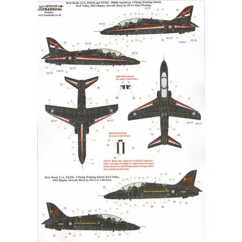 Snelle Levering Sticker RAF Display Aircraft 1993 and 2011 (3) BAe Hawk T.1A XX244 and XX245 208(R) Squadron 4FTS 2011 display aircraft flown by