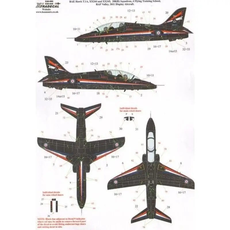 Shop Nu Sticker BAe Hawk T.1A (2) XX244 or XX245 2008(R) Squadron, 4 FTS RAF Valley 2011 Display Aircraft flown by Fl.Lt. Jules Fleming;