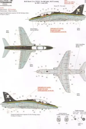 Dagaanbieding Sticker BAe Hawk T.1A (2) XX249 4th FTS 70th Anniversary 1921 Abu Sueir-Valley 1991, Red/White/Blue/Lt. Aircraft Grey camo; XX31