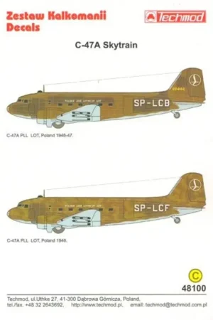 Sticker Douglas C-47A Dakota (2) SP-LCB and SP-LCF LOT Poland Airline 1946 Decal Gereduceerde Prijs