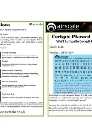 Weekendaanbieding Sticker WWII Luftwaffe Cockpit Placards Decal