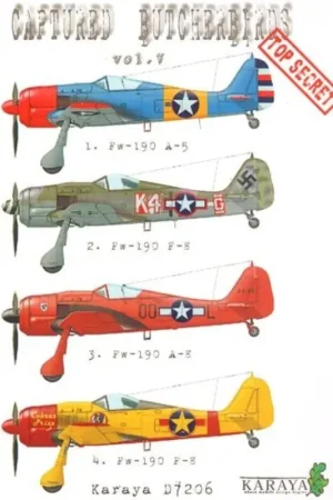 Laatste Versie Sticker Colourful Captured Butcherbirds Part 5 (4) Fw 190A-5 captured by 325th GF and painted blue fuselage and top of wing, gre