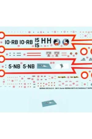 Nieuw Sticker Dassault Super Mystere B2 Part 1 : N 49 5-NB ′Vendee′, N 88 10-RB ′Seine′, & N 15 H CEAM ref