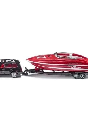 Direct Beschikbaar Auto met aanhangwagen en boot (geen contractuele kleuren) 1/55 Miniatuur