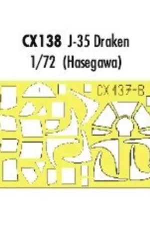 Saab J-35 Draken (toebehoren voor modelbouwsets van Hasegawa) (made from yellow Kabuki tape produced in Japan) Goedkoop