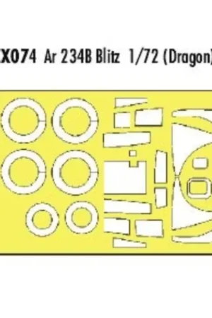 Arado Ar 234B ′Blitz′ canopy fame and wheels etc (toebehoren voor modelbouwsets van Dragon) (made from yellow Kabuki tape produc Nieuw