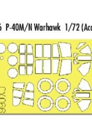 Beperkte Voorraad Curtiss P-40M/N Warhawk canopy fame and wheels etc (toebehoren voor modelbouwsets van Academy) (made from yellow Kabuki tape pro