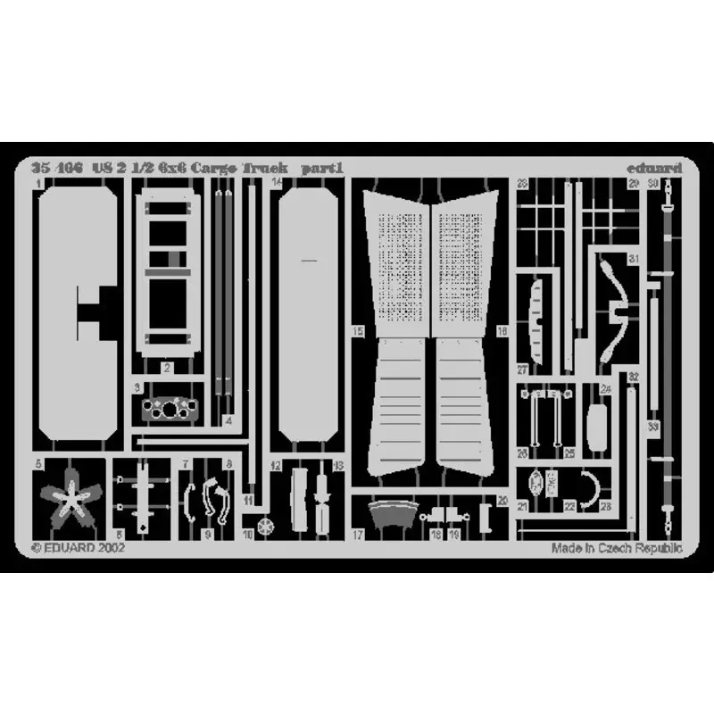 US2 1/2 6 x 6 cargo truck (toebehoren voor modelbouwsets van Tamiya kit TA35218) Accessoire Direct Beschikbaar