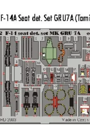 Direct Beschikbaar GRU7A Seat details for Grumman F-14 PRE-PAINTED IN COLOUR! (toebehoren voor modelbouwsets van Tamiya)