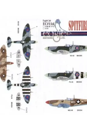 Sticker Supermarine Spitfire Mk.IX (3) MA585 KH-B 403 Squadron RCAF P/O Buzz Beurling EN354 WD-W 52nd FG Lt Leonard V. Helton N. Speciale Aanbieding