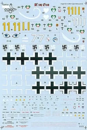 Seizoensaanbieding Sticker Messerschmitt Bf 109G-5/6 (4) Yellow 1 Schilling 9.JG54 Yellow 11 Gerhard Kroll 9.JG54 White 1 Klemm 7.JG54 all have blu