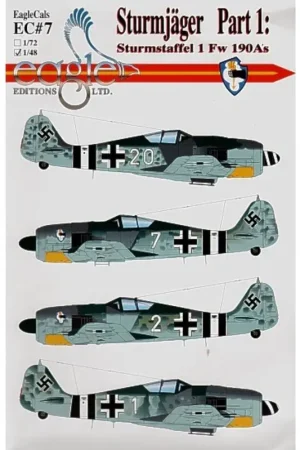 Koopje Sticker Focke Wulf Fw 190A Sturmjager Pt 1 (4) White 20 Sturmstaffel 1 Maj Hans-Gunther von Kornatzki 1944 White 7 Maj Erwin Bac