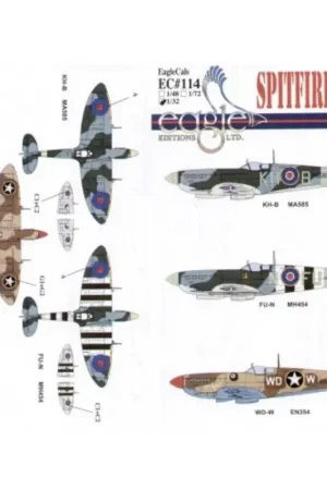 Sticker Supermarine Spitfire Mk.IX (3) MA585 KH-B 403 Squadron RCAF P/O Buzz Beurling EN354 WD-W 52nd FG Lt Leonard V. Helton N. Fabrieksprijs