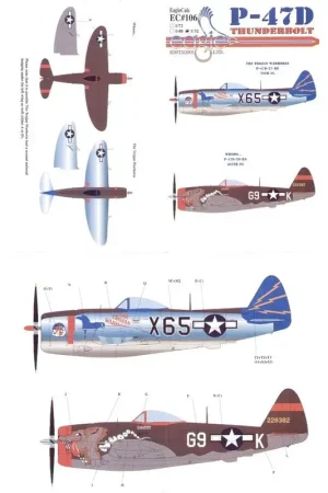 Hete Deal Sticker Republic P-47D Thunderbolt Pt 3 (2) X65 79th FG `The Trojan Warhorse′ 12th Air Force 42-28382 G9-A 509thFS/405th FG Lt J