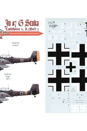 Sticker Junkers Ju 87G (2) Luftflotte 4 Czechoslovakia 1945 yellow rudder and nose band T6+BB I/SG 2 pilot unknown. Both RLM 70/ Beste Prijs