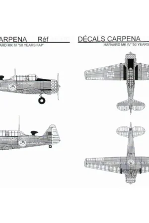 Sticker Harvard Mk.IV (1) Portuguese Air Force 50th Anniversary in Service. Overall dark blue with silver trim Direct Verzonden