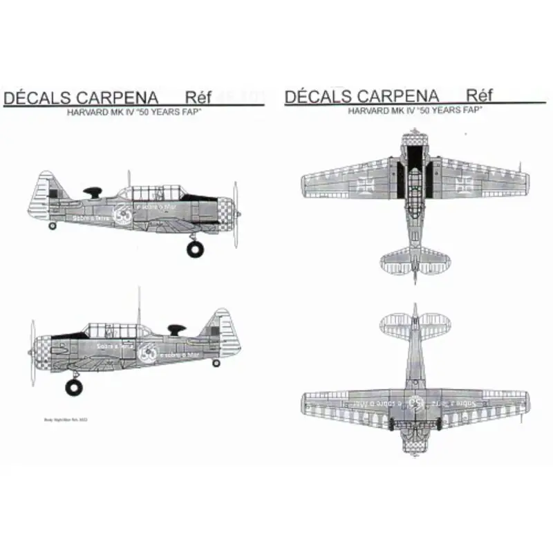 Sticker Harvard Mk.IV (1) Portuguese Air Force 50th Anniversary in Service. Overall dark blue with silver trim Direct Verzonden