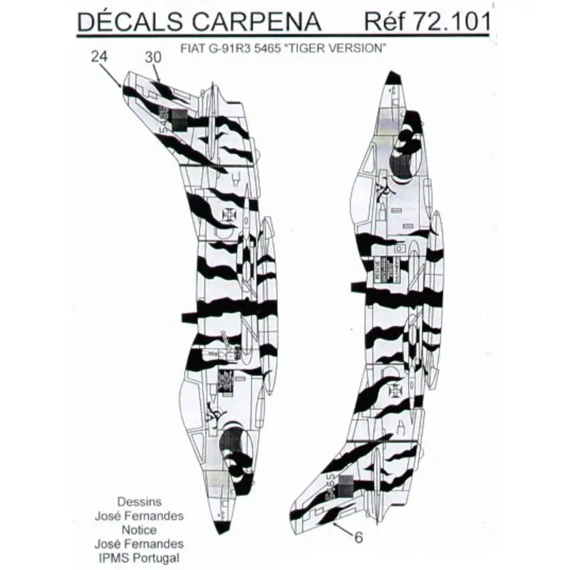 Finale Uitverkoop Sticker Fiat G.91R3 (1) Portuguese Air Force No 5465 Tiger Meet. Overall yellow with black decal Tiger stripes