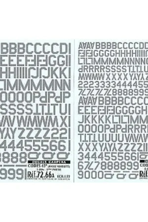 Sticker Grey Code Letters and Numbers 45 degree corners 2 sizes. 1.00m 1.25m Double sheet Op = Op