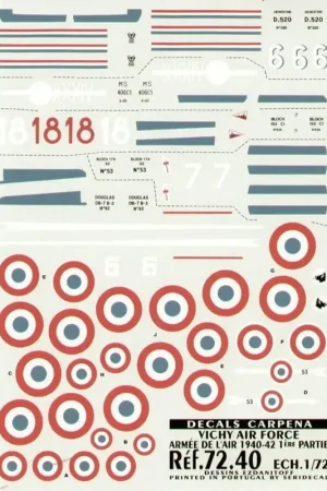 Op = Op Sticker Vichy Air Force 1940-42 Part 1. (5) Dewoitine D 520 5 Escadrille 300/6 MS 406 Flying School No 461/XXXIV MB 152 4 Escadr