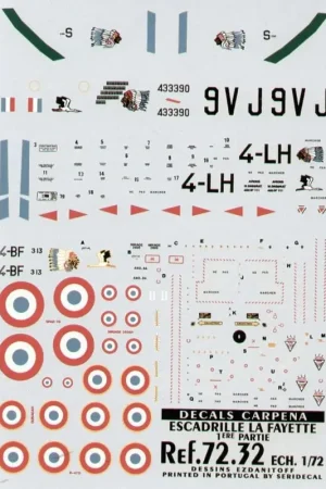 Sticker Escadrille La Fayette (4) Spad S VII C1 No S1761 Capt W. Lovell 1917 Republic P-47D Thunderbolt 44-33390 9V-J 89 Mission Beste Prijs