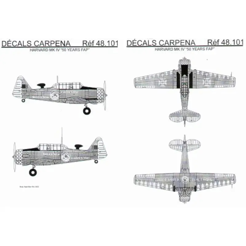Nieuw Sticker Harvard Mk.IV (1) Portuguese Air Force 50th Anniversary in Service. Overall dark blue with silver trim