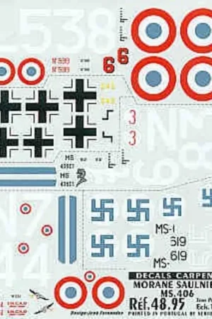 Sticker MS 406 (5) No 559 L538 No 6 CFS 1940 No 47/3 N368 GC 1/7 Algeria 1939 No 334 N744 GC11/7 1940 No 242 Luftwaffe markings Betrouwbaar