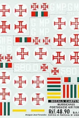 Sticker Hawker Hurricane Mk.IIc. Portuguese AF. (4) No 646 MP+G green white spiral spinner No 534 MP-G green spinner and fuselag Beperkt Aanbod