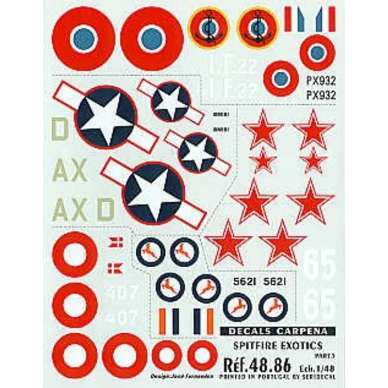 Dagaanbieding Sticker International Supermarine Spitfire Part 5. (5) Mk.Vb BM181 AX-D 107 FS 677 Reconnaissance Gp USAAF UK 1943 Mk.IX 407/47