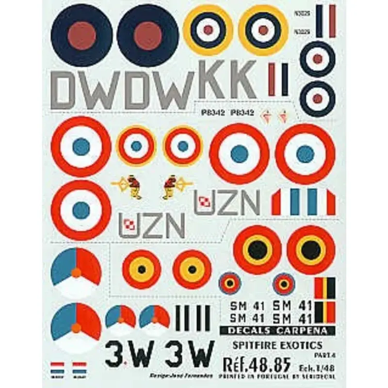 Must-Have Sticker International Supermarine Spitfire Pt 4 (4) Mk.Ia N3029 DW-K 610 Squadron Biggin Hill 1940 Mk.IIb P8342 UZ-N 306 (Polish